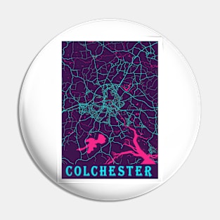 Colchester Neon City Map, Colchester Minimalist City Map Art Print Pin