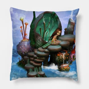 Little fairy on the beach Pillow