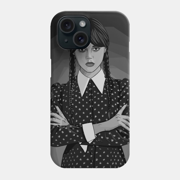 Jenna ortega/wednesday black&white Phone Case by Morishasha