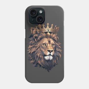 lion wearing a crown , the king of the jungle Phone Case