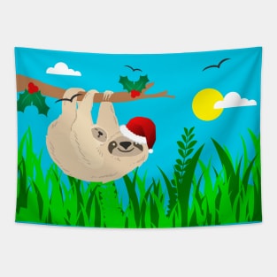 santa claus sloth christmas Tapestry