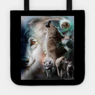 Space Wolves Wolf Howling At Moon Tote