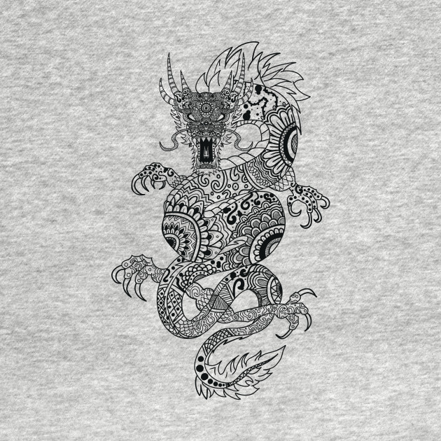 Disover Dragon Mandala Tatoo Streetwear T-Shirt - Chinese Dragon - T-Shirt