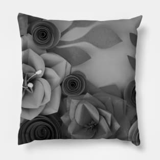Black Grey Flowers Art Pillow
