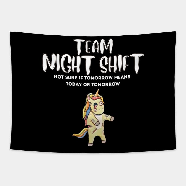 Night Shift Team - Zombie Unicorn! Tapestry by Barts Arts