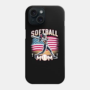 US Flag Softball Player Mom, mother's day Phone Case