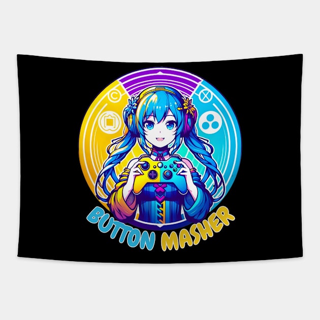 Button smashing gamer girl Tapestry by Japanese Fever