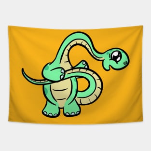 Baby Green diplodocus dinosaur cartoon Tapestry