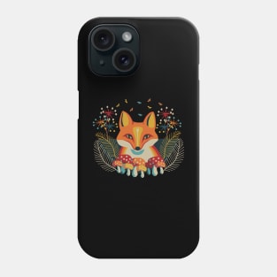 Fox with mushrooms and flies Phone Case
