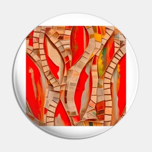 Coral Abstract Mosaic Pin