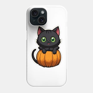 Black Cat Sitting in a Pumpkin Phone Case