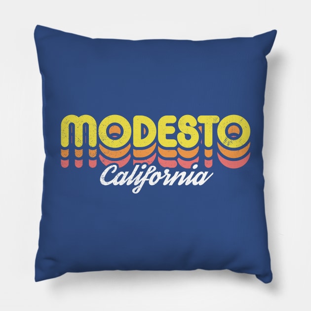 Retro Modesto California Pillow by rojakdesigns