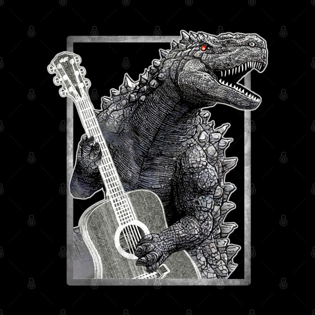 Godzilla Playing Music by Mr.FansArt