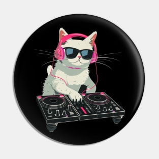 Cat DJ Rising Pin