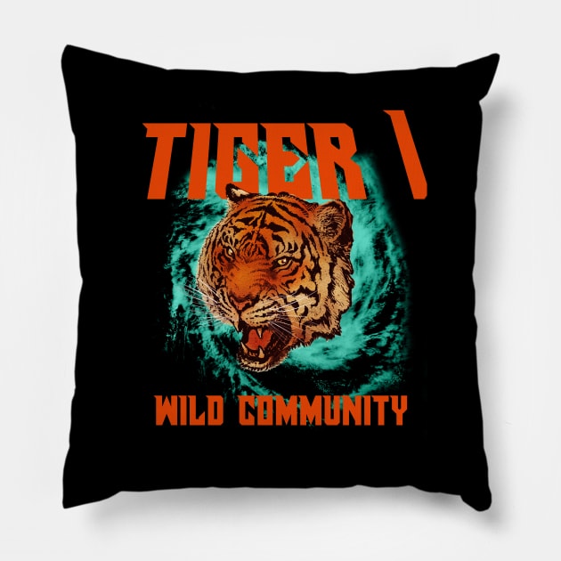 tiger 1 wild community Pillow by designs for your dreams