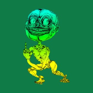 Big Eyes Big Smile Sketch Yellow Green T-Shirt