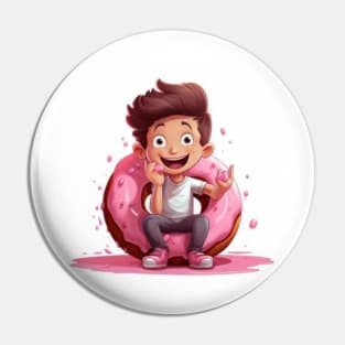 Happy kid sitting in a donut Pin