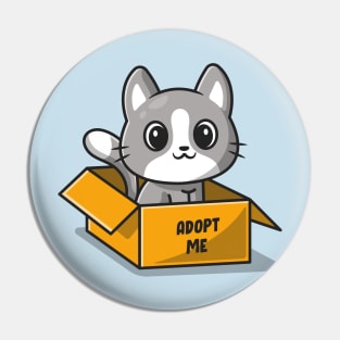 Cute Cat In Box Cartoon Pin