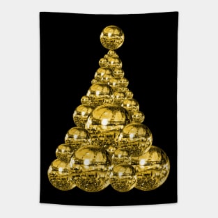 Glittering Gold Disco Ball Christmas Tree Tapestry