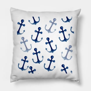 Watercolor Nautical Anchors | Pattern | Navy Pillow