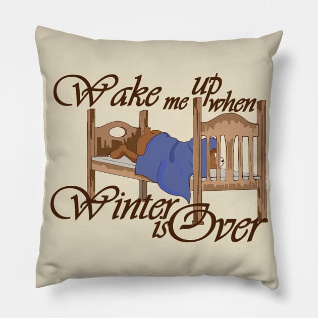 Wake Me Up when Winter is Over Bear Pillow by MisconceivedFantasy