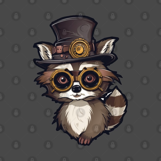 Cute Cartoon Steampunk Raccoon by Obotan Mmienu