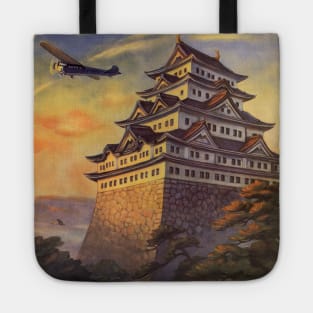 Vintage Travel Poster with Japanese Pagoda Tote