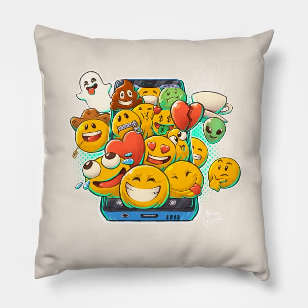 Emojis Pillow by Hugo Gherard