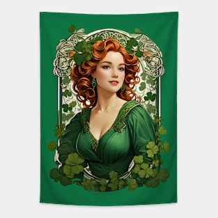 Irish Woman Shamrock St. Patrick's Day retro vintage floral Tapestry