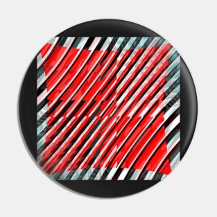 Red diagonals with some blue, black and white Pin