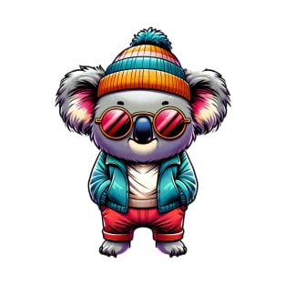 Stylish Koala in Winter Gear Design T-Shirt