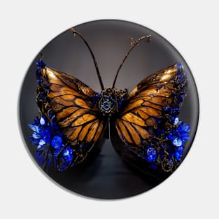 Steampunk Monarch Blue Pin