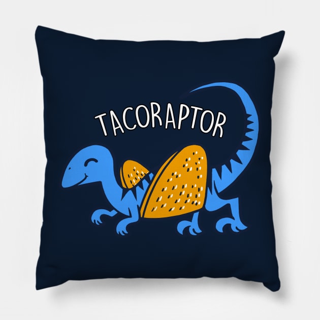 Cute Taco Funny Dinosaur Velociraptor Taco Tuesday Cartoon Pillow by BoggsNicolas