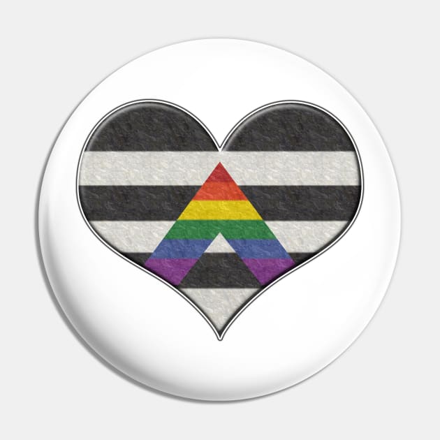 Large LGBT Ally Pride Flag Colored Heart with Ace Symbol Pin by LiveLoudGraphics