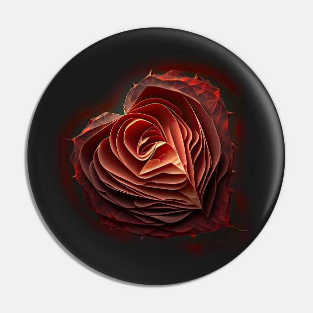 Heart Shaped Rose Pin by ArtOfArtiglio