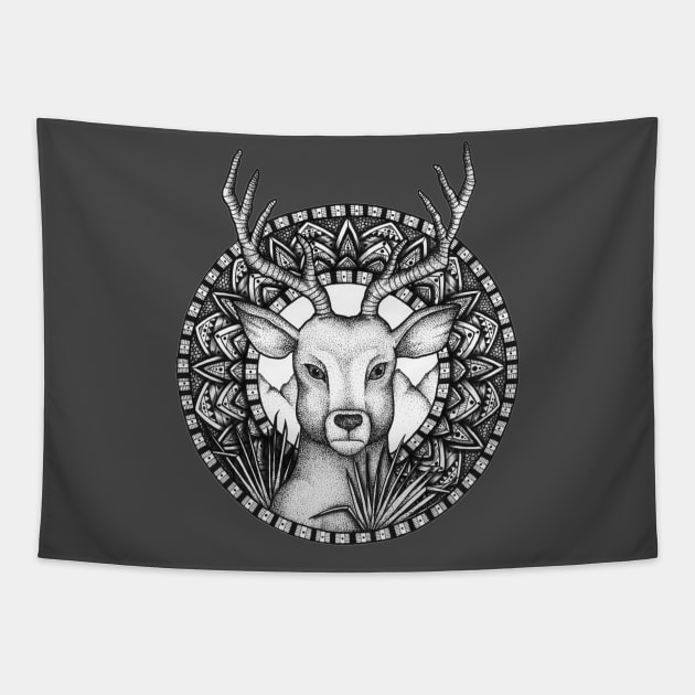 Deer Mandala Tapestry by Litedawn