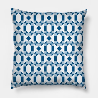 Blue and White Memory Chain Patchwork Pattern Pillow