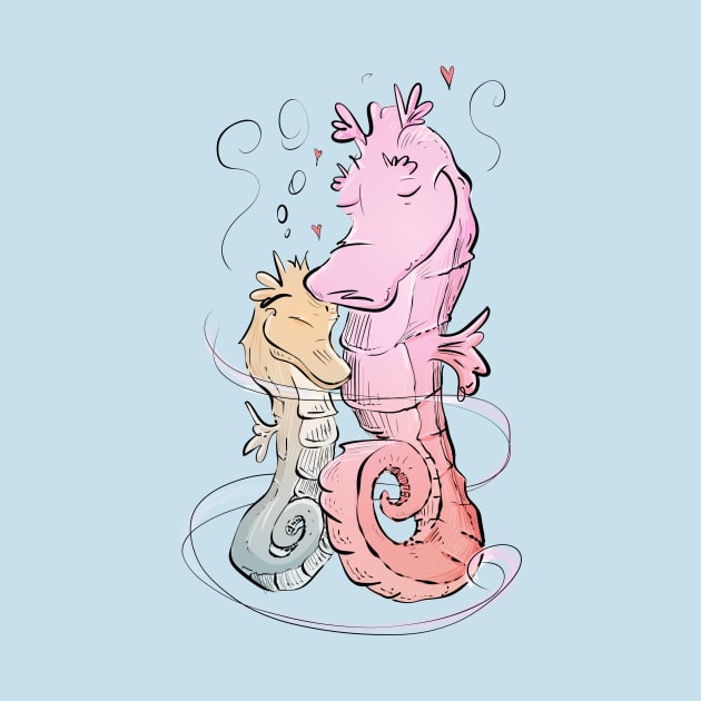 Seahorse Hugs (Color) by Jason's Doodles