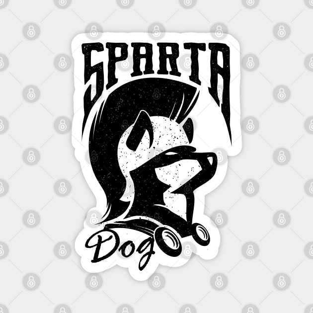 Sparta Dog Black Drawing Illustration Magnet by michony