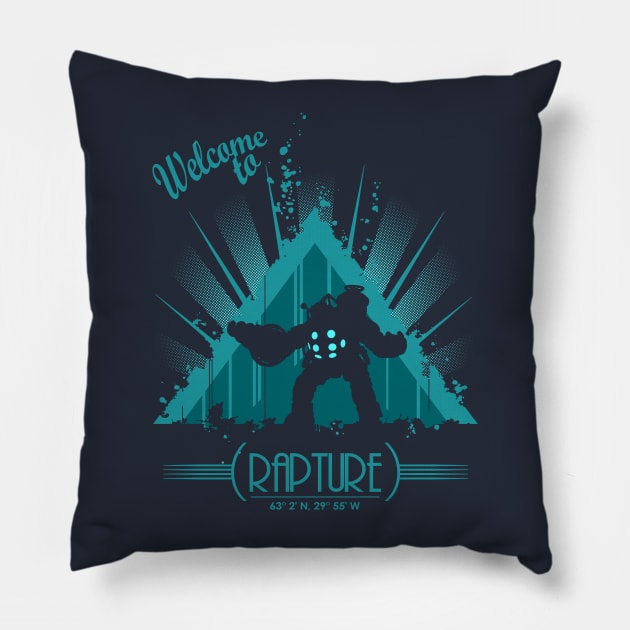 Welcome to Rapture Pillow by Raki