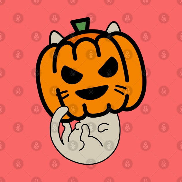Smiling Pumpkin Mask Cat by GlanceCat
