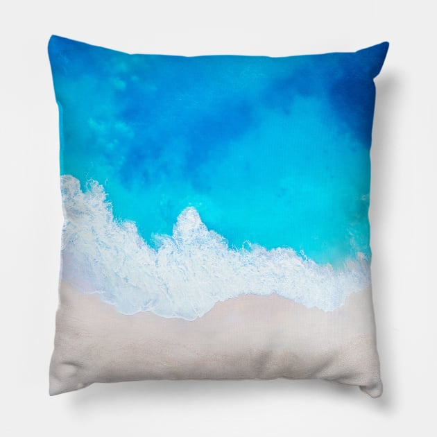 Seaside and wave #2. Sea foam. Aerial view Pillow by GreekTavern