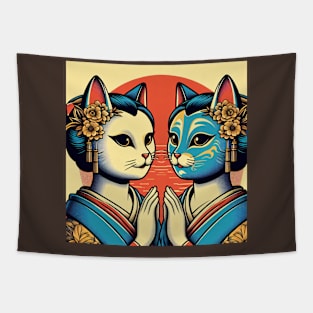 Cute Japan Oni Neko Tapestry