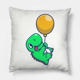 Cute Dinosaur Floating With Balloon Cartoon Pillow