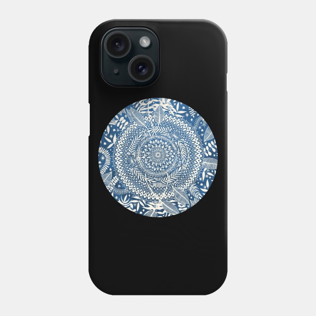 Diamond and Doodle Mandala On Blue Phone Case by micklyn