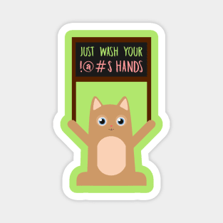 Kitty Says: Wash Your @#$! Hands Magnet