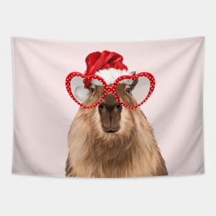 Christmas Hipster Capybara Tapestry