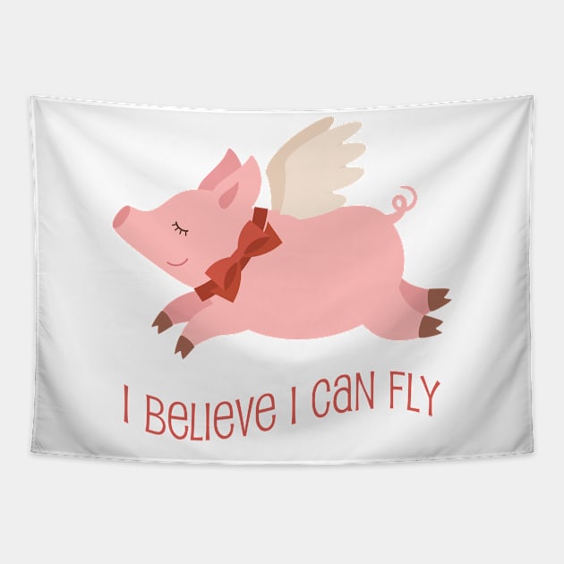 Flying Pig Inspirational Tapestry by CafePretzel