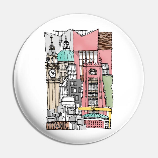 Belfast UK Pin by MARKDONNELLYILLUSTRATION