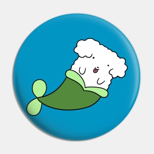 Fluffy White Dog Mermaid Pin